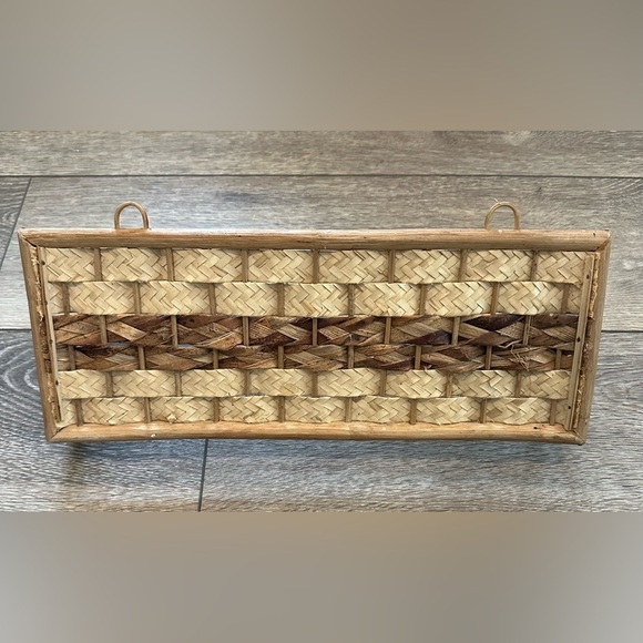 Vintage Brown  Wall Hanging Wicker Bathroom Hand Towel Bar Holder Rattan EUC - Picture 5 of 5